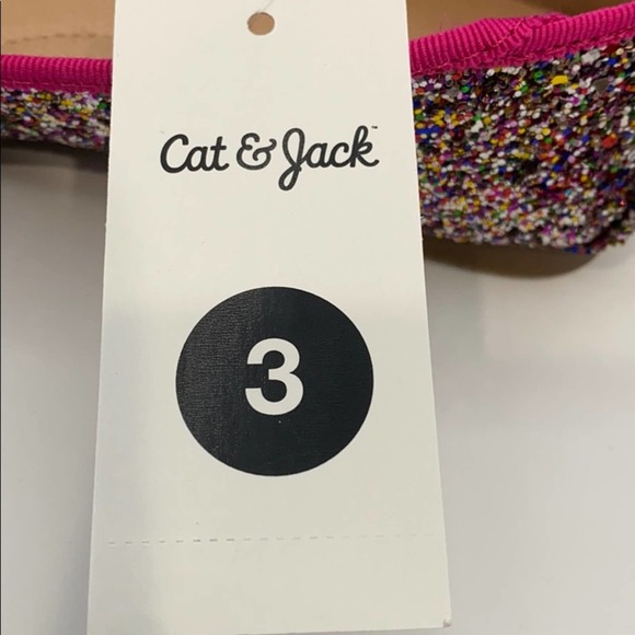 CAT & JACK LESLEY GLITTER BALLET FLATS SIZE 3 - Picture 8 of 10